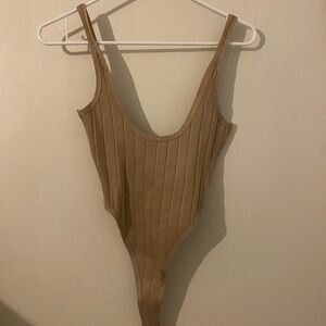 Tan ribbed house of CB bodysuit